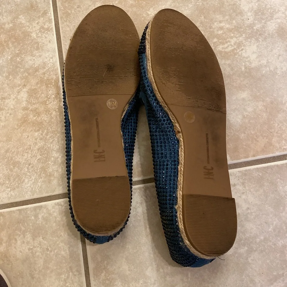 INC international concept rhinestone Navy flat loafers - Picture 5 of 8